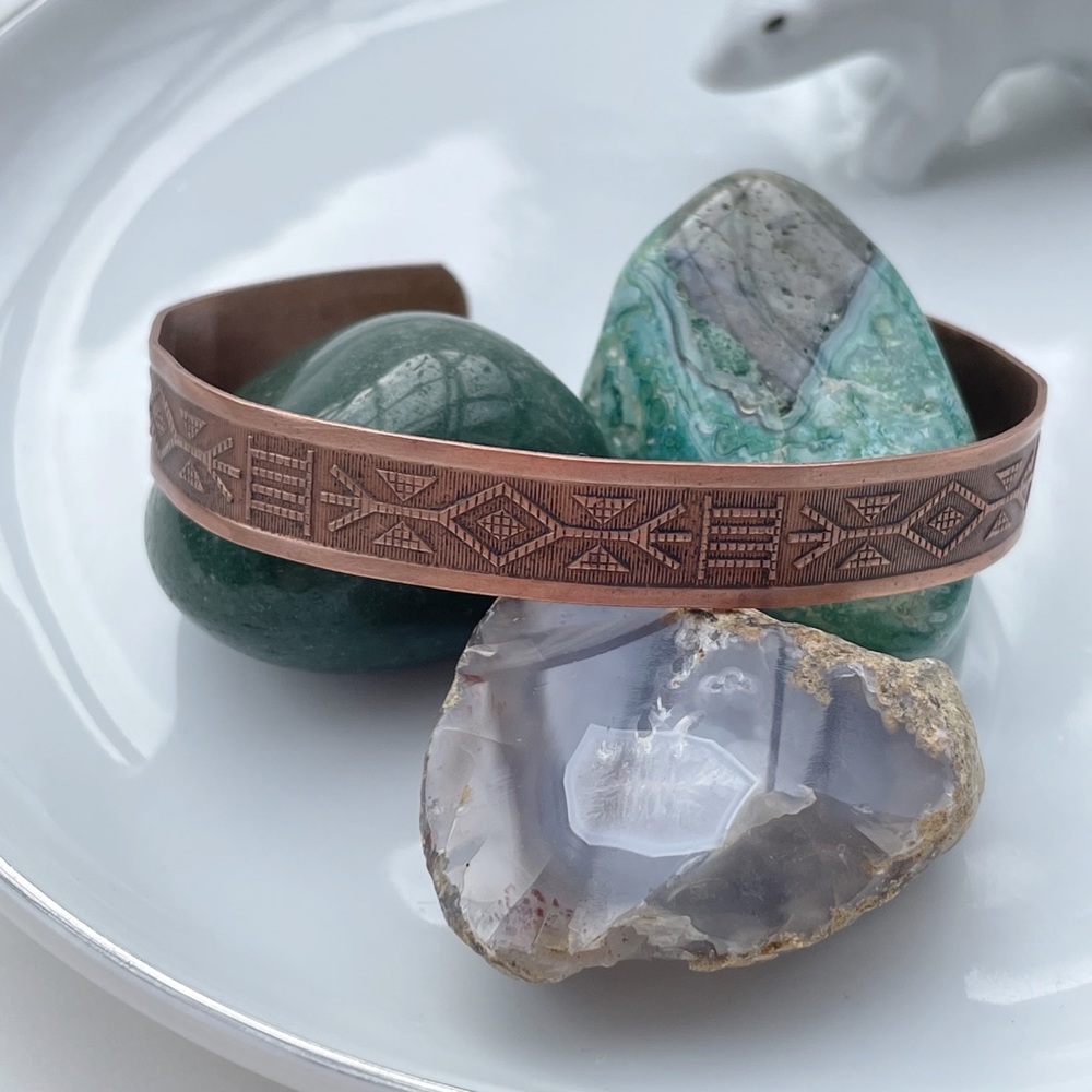 Adjustable Solid Copper Tribal Bracelet - image 4